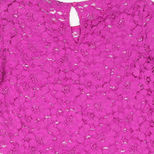 Dorothy Perkins Womens Pink Nylon Basic Blouse Size 12 Round Neck