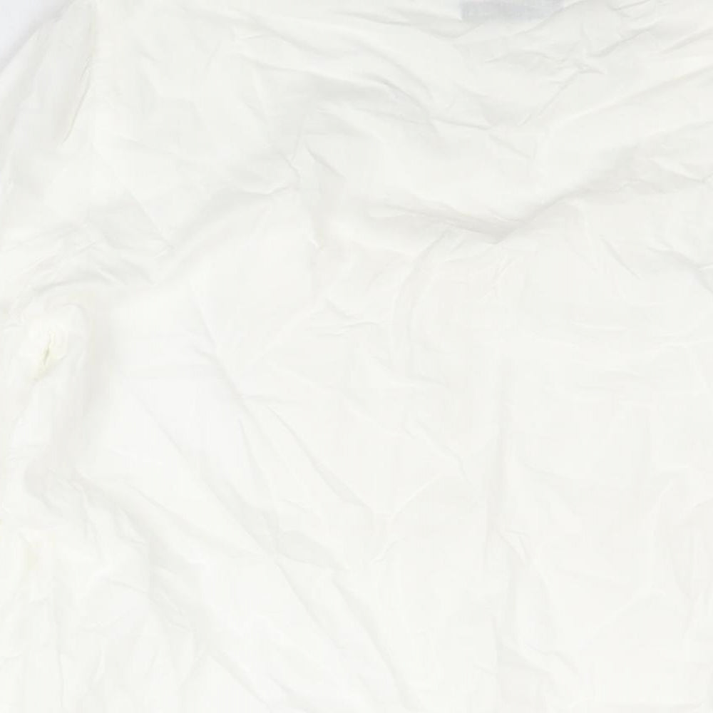 BHS Womens Ivory Cotton Basic Blouse Size 14 Scoop Neck - Lace Detail