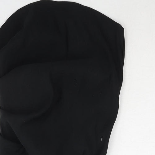 Zara Womens Black Polyester Basic Blouse Size M Square Neck - Rouched Asymmetric Hem