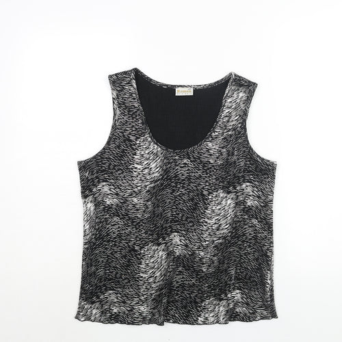 Roman Womens Silver Geometric Polyester Basic Blouse Size M Scoop Neck - Size M-L Plisse