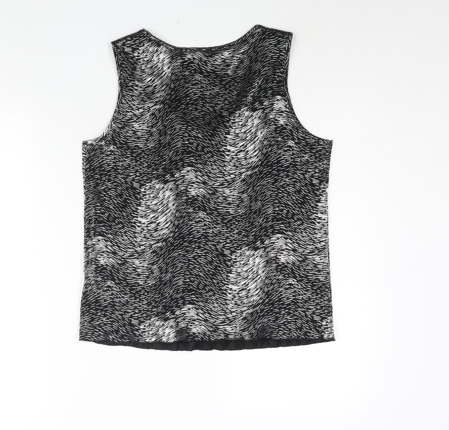 Roman Womens Silver Geometric Polyester Basic Blouse Size M Scoop Neck - Size M-L Plisse