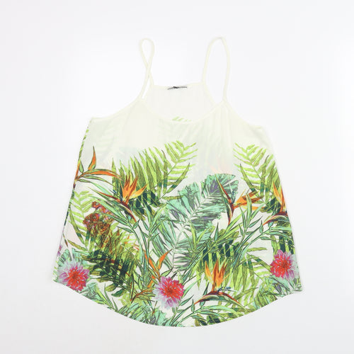 Warehouse Womens Multicoloured Polyester Camisole Blouse Size 8 Square Neck - Plant Print