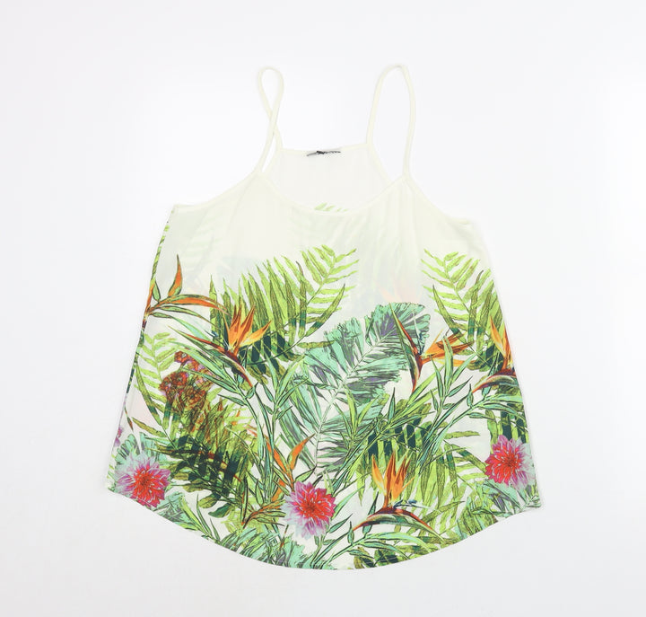 Warehouse Womens Multicoloured Polyester Camisole Blouse Size 8 Square Neck - Plant Print