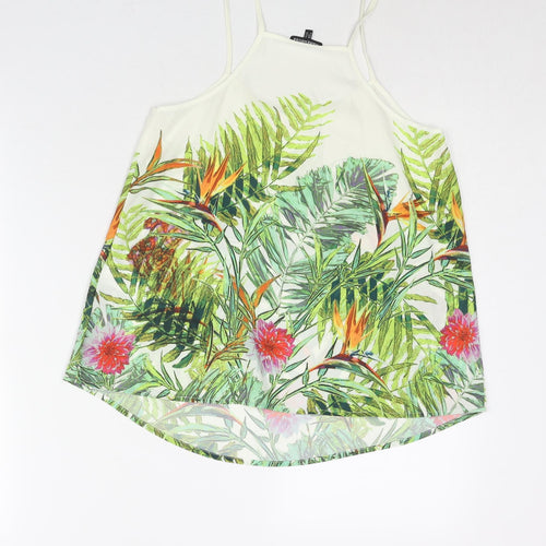 Warehouse Womens Multicoloured Polyester Camisole Blouse Size 8 Square Neck - Plant Print