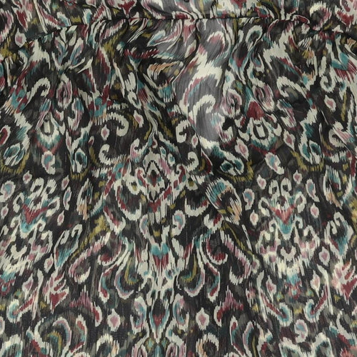Zara Womens Multicoloured Geometric Polyester Basic Blouse Size M V-Neck - Semi Sheer