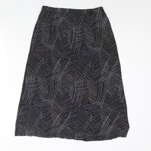 EWM Womens Multicoloured Geometric Nylon A-Line Skirt Size 14 - Glitter