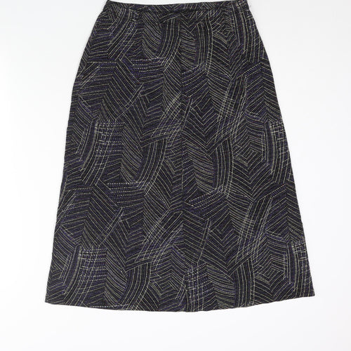EWM Womens Multicoloured Geometric Nylon A-Line Skirt Size 14 - Glitter