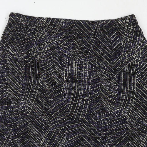 EWM Womens Multicoloured Geometric Nylon A-Line Skirt Size 14 - Glitter