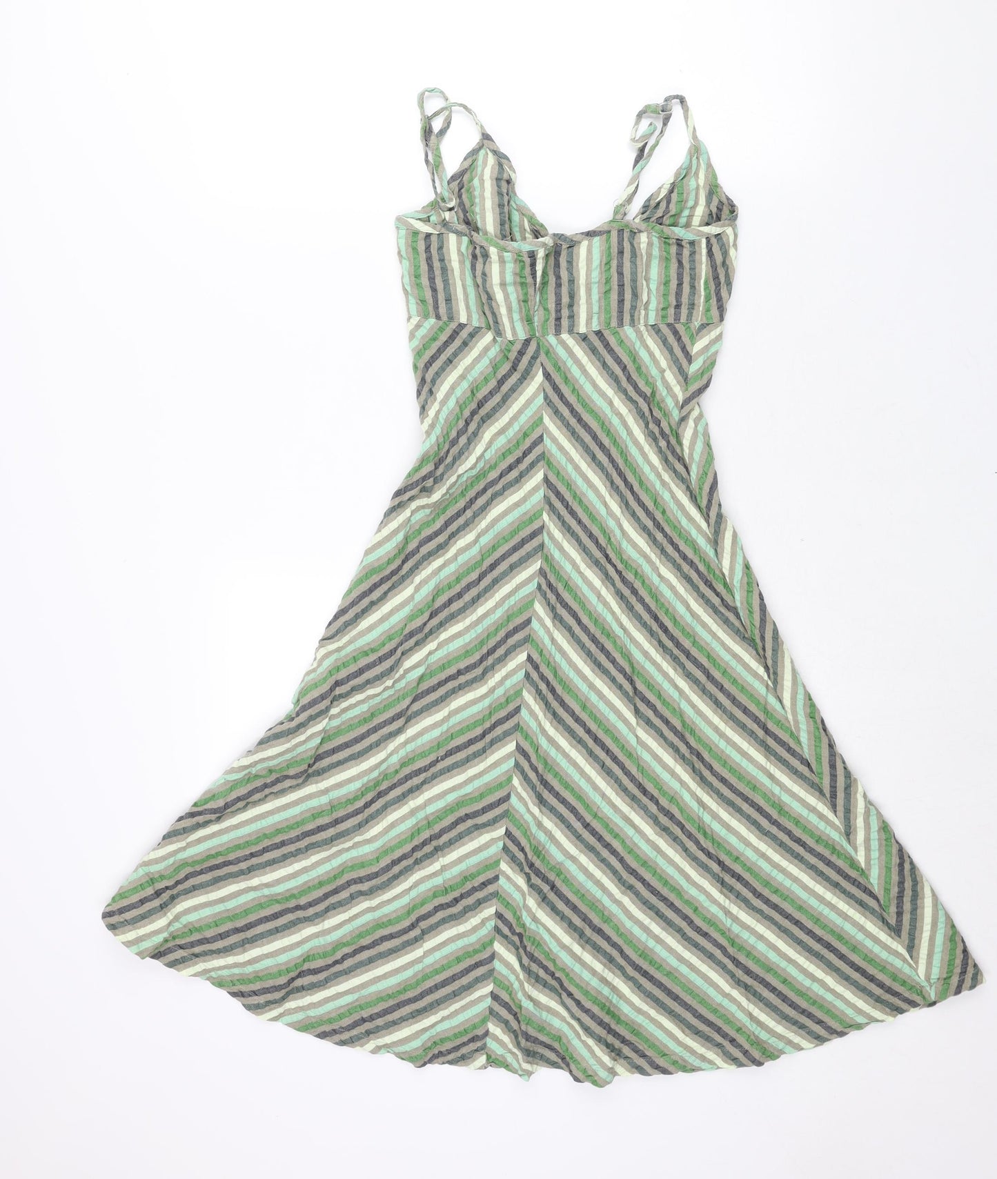 Divided by H&M Womens Green Striped Polyester Sheath Size 10 V-Neck Pullover