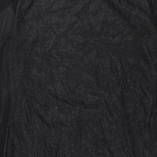 PRETTYLITTLETHING Womens Black Polyester Bodycon Size 10 Round Neck Pullover - Mesh Sleeve