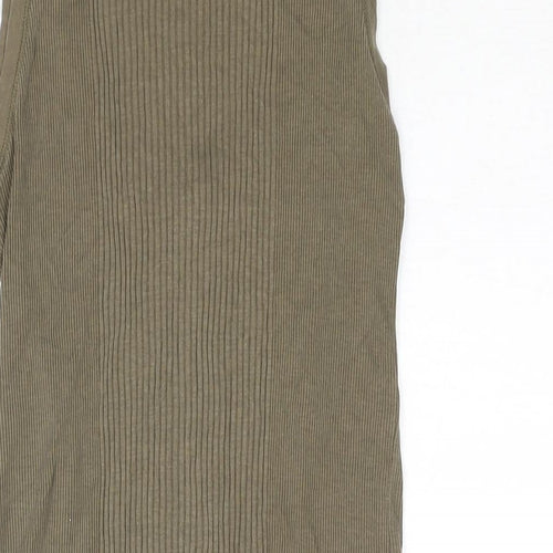 Mango Womens Green Cotton Basic Tank Size XL Scoop Neck - Ribbed