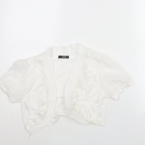 Quiz Womens White V-Neck Polyester Shrug Jumper Size 18 - Lace Trim