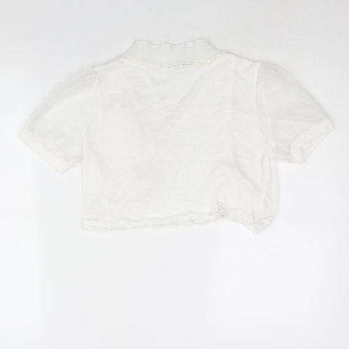 Quiz Womens White V-Neck Polyester Shrug Jumper Size 18 - Lace Trim