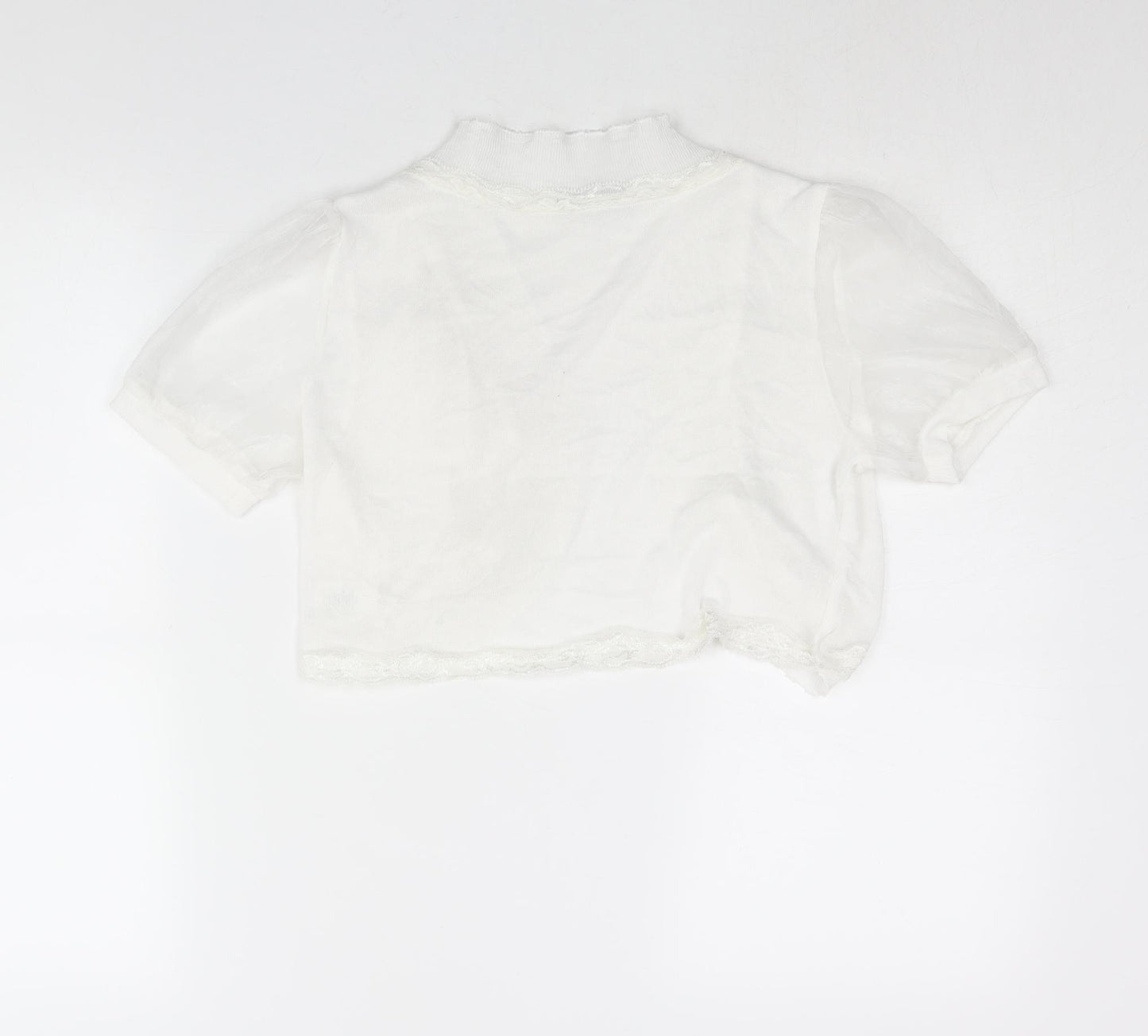 Quiz Womens White V-Neck Polyester Shrug Jumper Size 18 - Lace Trim
