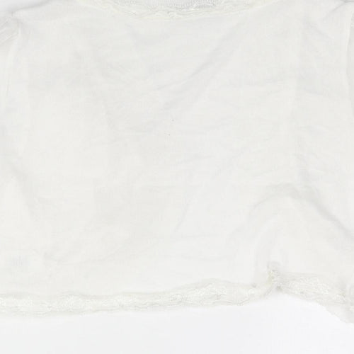Quiz Womens White V-Neck Polyester Shrug Jumper Size 18 - Lace Trim