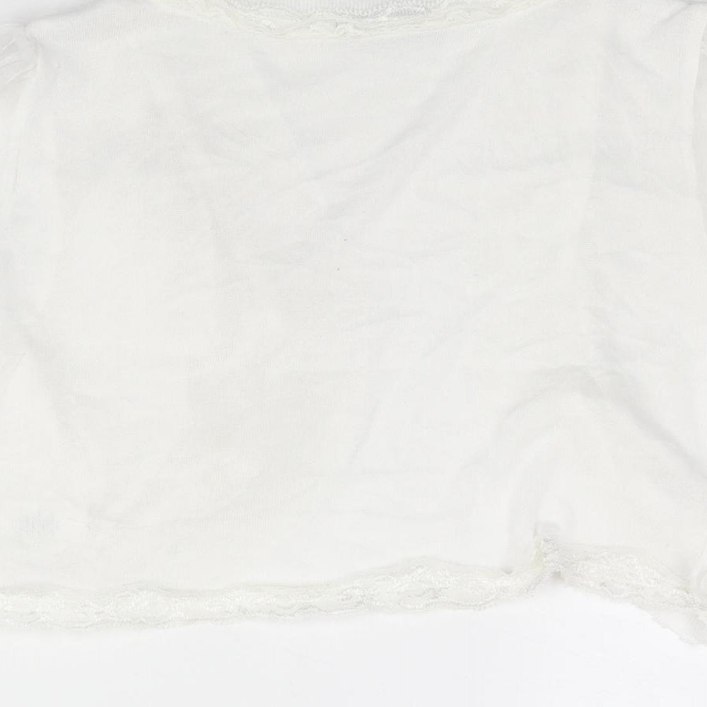 Quiz Womens White V-Neck Polyester Shrug Jumper Size 18 - Lace Trim