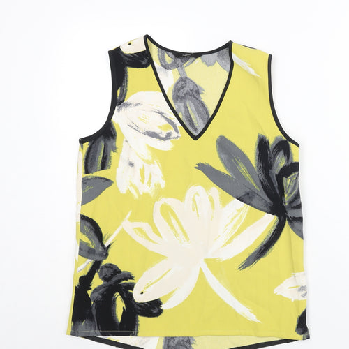 NEXT Womens Yellow Geometric Polyester Camisole Blouse Size 8 V-Neck - Floral Print