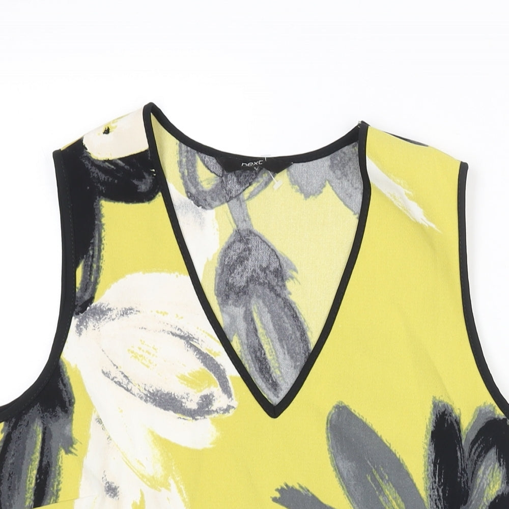 NEXT Womens Yellow Geometric Polyester Camisole Blouse Size 8 V-Neck - Floral Print