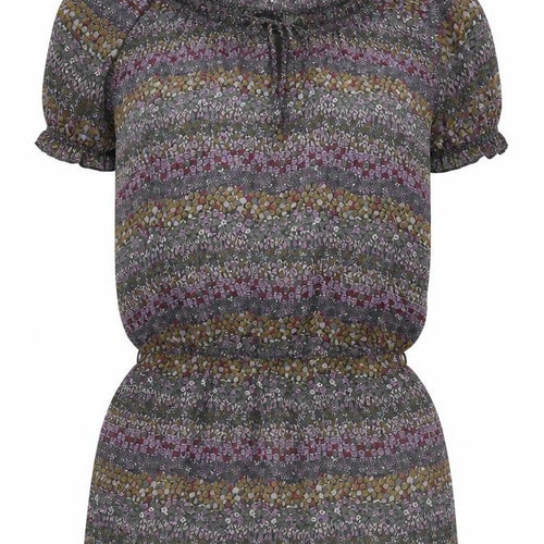 Dorothy Perkins Womens Multicoloured Floral Polyester Tunic Blouse Size 10 Boat Neck - Rouched