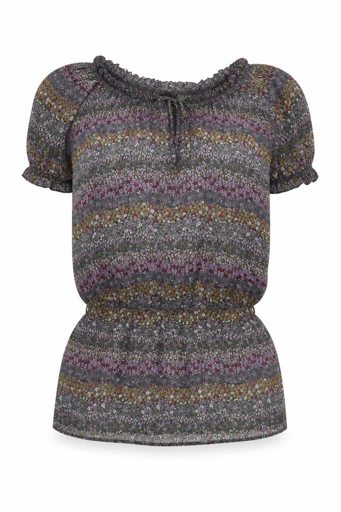 Dorothy Perkins Womens Multicoloured Floral Polyester Tunic Blouse Size 10 Boat Neck - Rouched