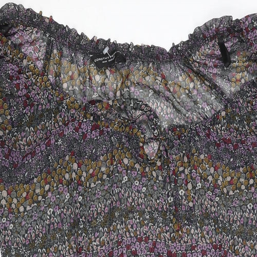 Dorothy Perkins Womens Multicoloured Floral Polyester Tunic Blouse Size 10 Boat Neck - Rouched