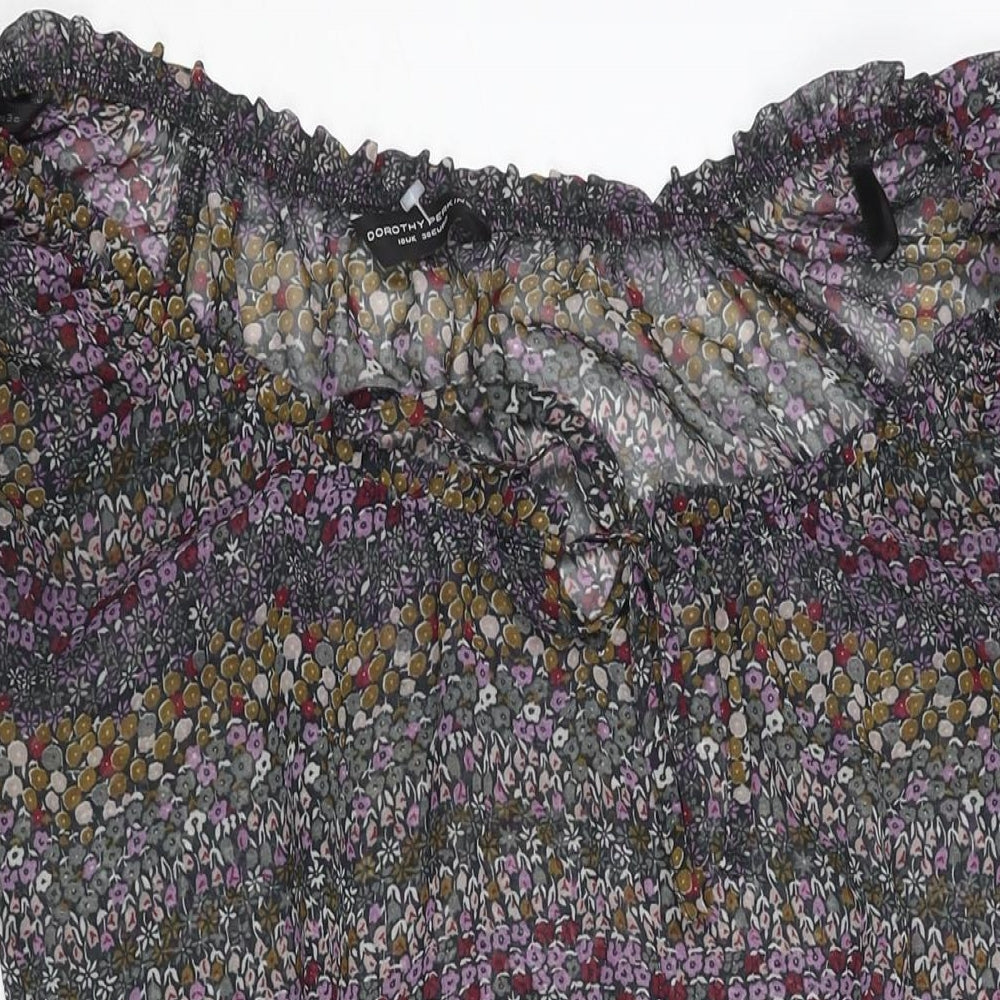 Dorothy Perkins Womens Multicoloured Floral Polyester Tunic Blouse Size 10 Boat Neck - Rouched