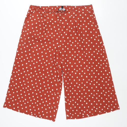 Capsule Womens Brown Polka Dot Polyester Cropped Trousers Size 18 L20 in Regular - Elasticated Waist