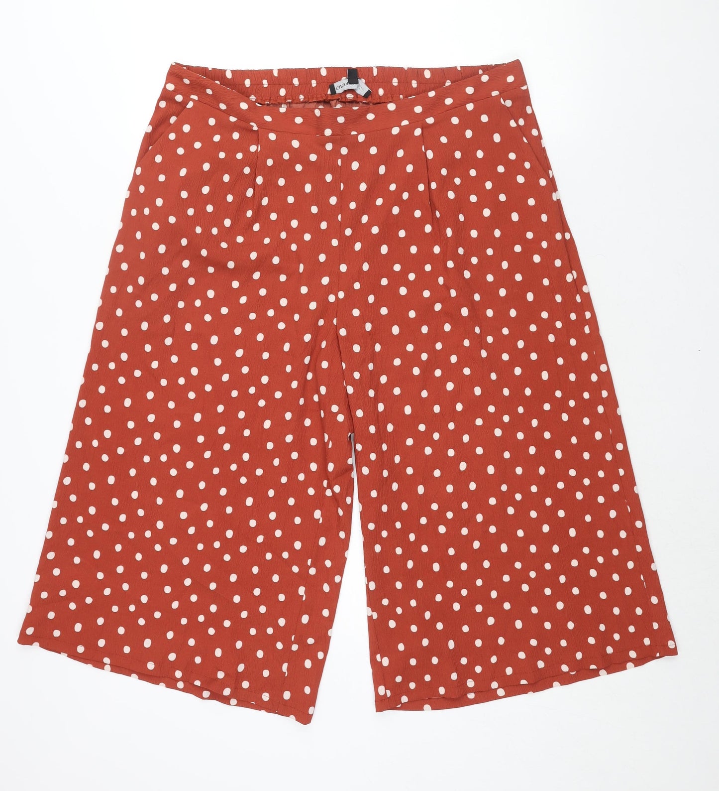 Capsule Womens Brown Polka Dot Polyester Cropped Trousers Size 18 L20 in Regular - Elasticated Waist