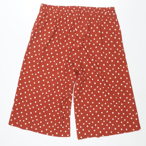 Capsule Womens Brown Polka Dot Polyester Cropped Trousers Size 18 L20 in Regular - Elasticated Waist
