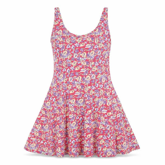Front view of C&A women’s pink floral cotton a-line, size UK 14, scoop neck pullover