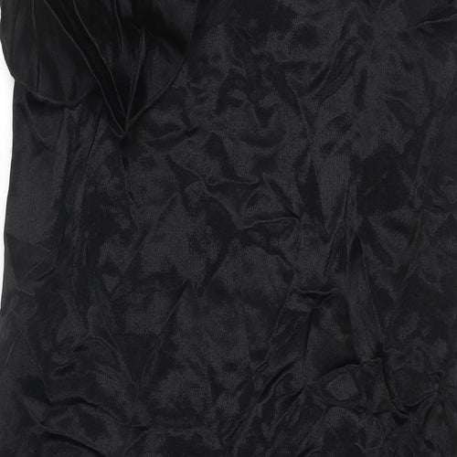 Zara Womens Black Viscose Shift Size M Scoop Neck Pullover - Frill Side Slits
