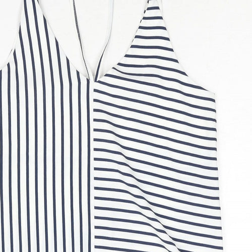 Topshop Womens Blue Striped Polyester Camisole Blouse Size 8 V-Neck