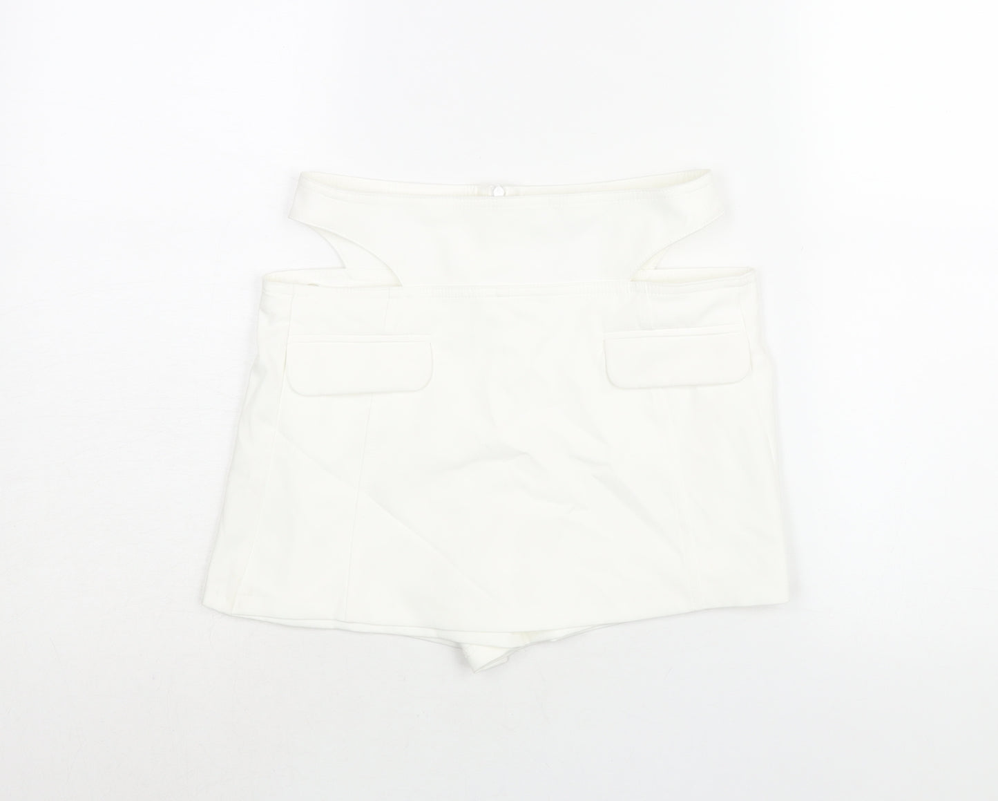 Bershka Womens White Polyester Skort Skirt Size 8 Zip - Cut Out