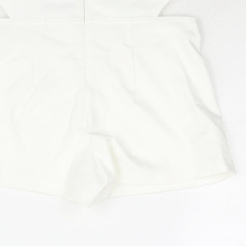 Bershka Womens White Polyester Skort Skirt Size 8 Zip - Cut Out
