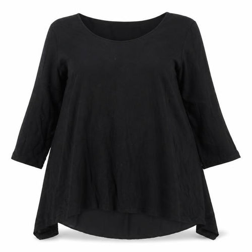 Marks and Womens Black Viscose Tunic Blouse Size 16 Round Neck - Hi-Low Hem Open Back