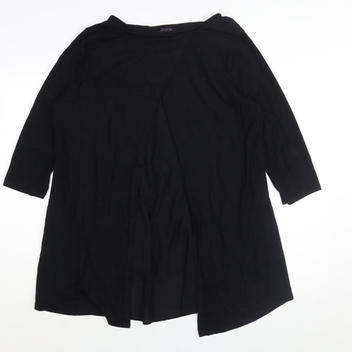Marks and Womens Black Viscose Tunic Blouse Size 16 Round Neck - Hi-Low Hem Open Back
