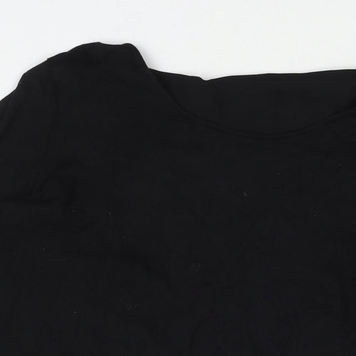 Marks and Womens Black Viscose Tunic Blouse Size 16 Round Neck - Hi-Low Hem Open Back