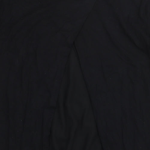 Marks and Womens Black Viscose Tunic Blouse Size 16 Round Neck - Hi-Low Hem Open Back
