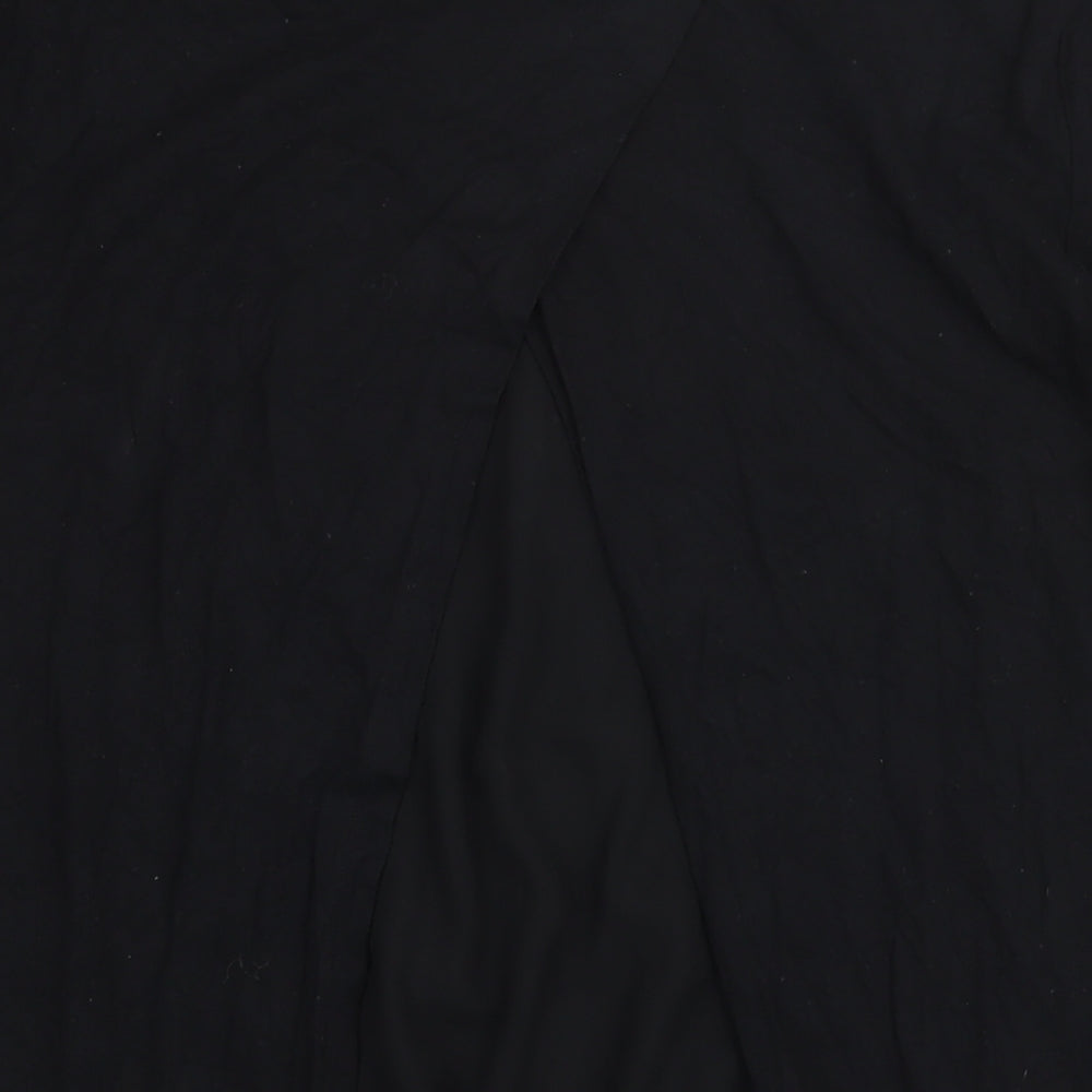 Marks and Womens Black Viscose Tunic Blouse Size 16 Round Neck - Hi-Low Hem Open Back