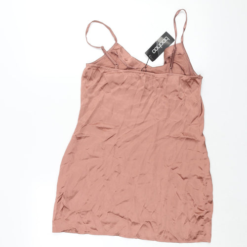 Boohoo Womens Pink Polyester Mini Size 10 Cowl Neck Pullover