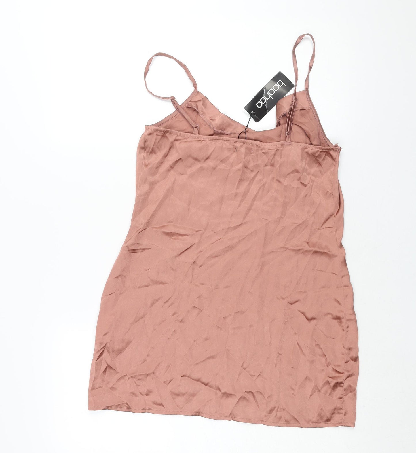 Boohoo Womens Pink Polyester Mini Size 10 Cowl Neck Pullover