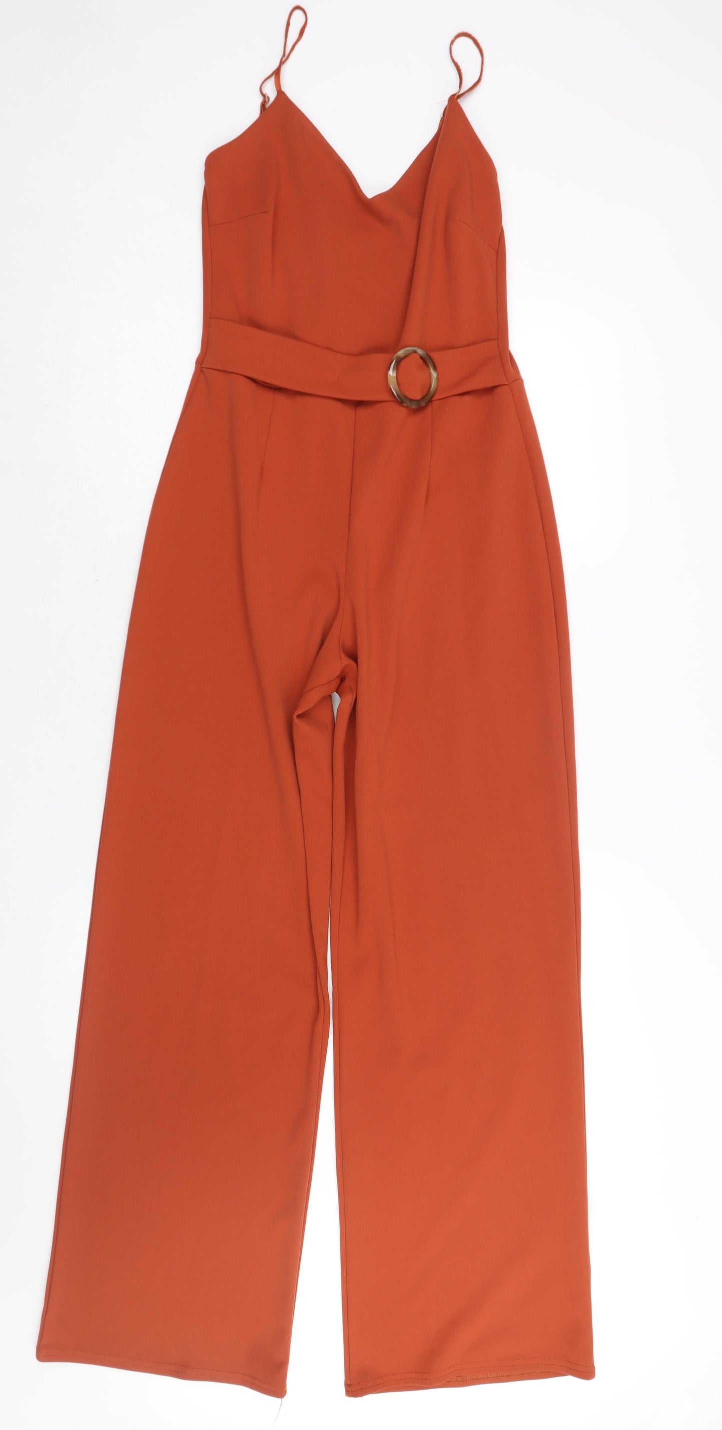 Quiz Womens Orange Polyester Jumpsuit One-Piece Size 10 L32 in Pullover - Belt Detail Buckle