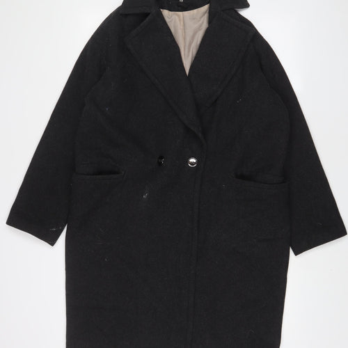 H&M Womens Grey Overcoat Coat Size 8 Button
