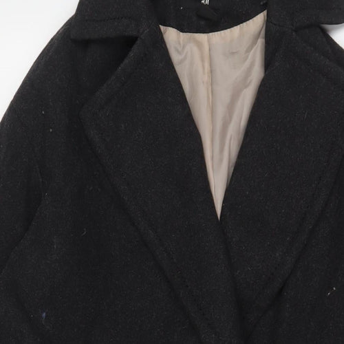 H&M Womens Grey Overcoat Coat Size 8 Button