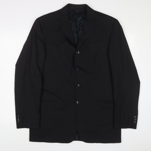 NEXT Mens Black Striped Wool Jacket Suit Jacket Size 40 Regular