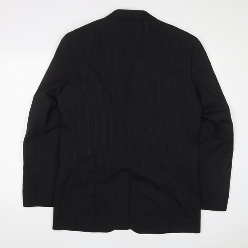 NEXT Mens Black Striped Wool Jacket Suit Jacket Size 40 Regular