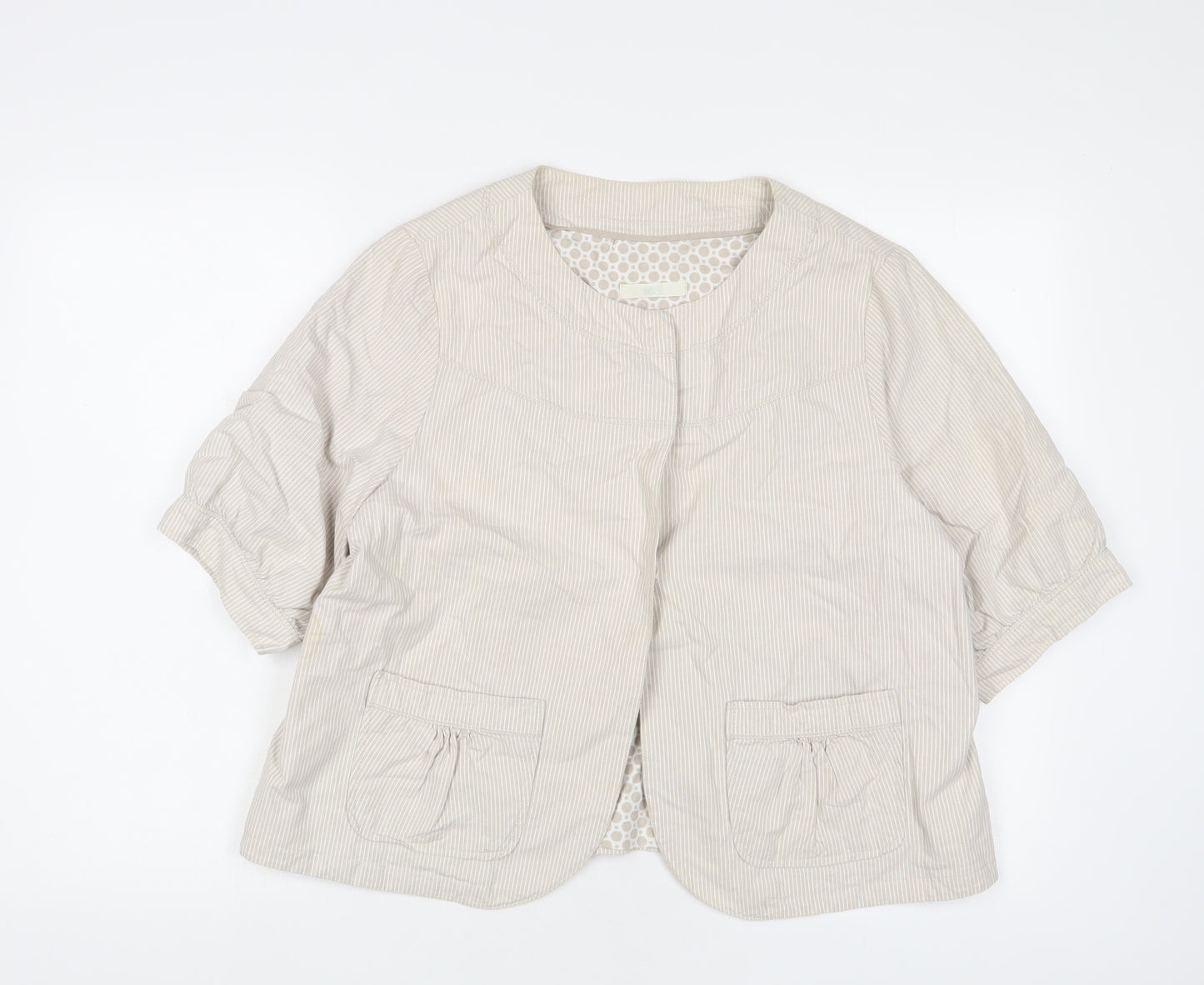 Marks and Spencer Womens Beige Striped Jacket Blazer Size 18 Snap