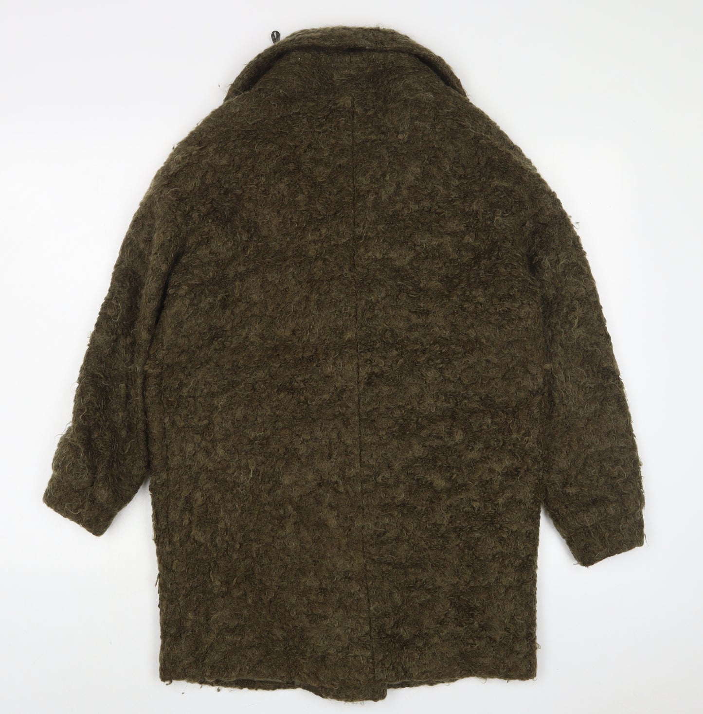 Topshop Womens Green Overcoat Coat Size 8 Snap