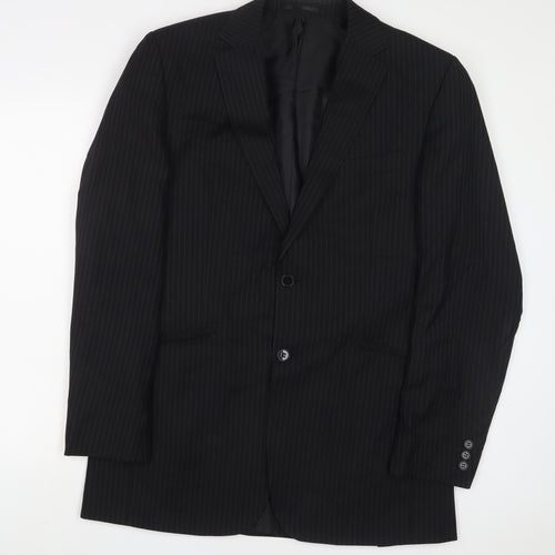 Karl Jackson Mens Black Striped Polyester Jacket Suit Jacket Size 40 Regular
