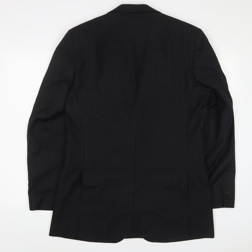 Karl Jackson Mens Black Striped Polyester Jacket Suit Jacket Size 40 Regular